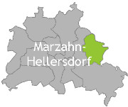 Berlinkarte mit der Aufschrift Marzahn-Hellersdorf