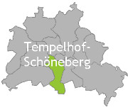 Berlinkarte mit der Aufschrift Tempelhof-Schoneberg