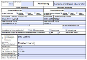 Scheinanmeldung - Formular Anmeldung bei der Meldebehörde